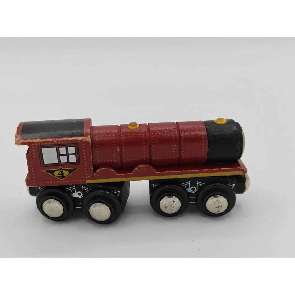 Toys R Us Imaginarium Wooden Magnetic Train Engine Red Black TRU-08-RR Number‎ 4